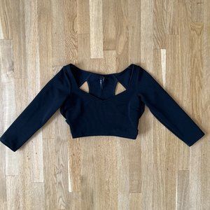 Nasty Gal Black Cut Out Long Sleeve Crop Top
